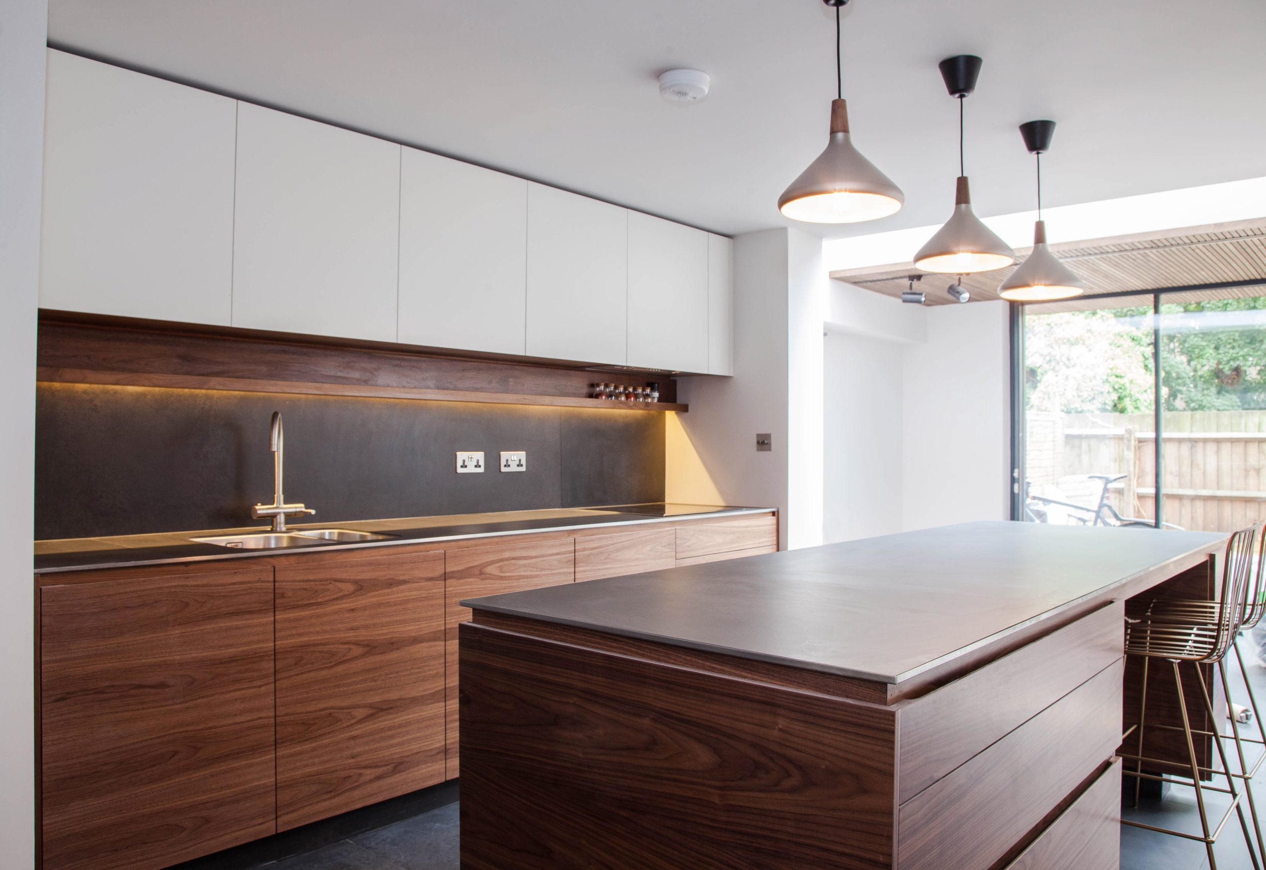 modern walnut kitchen cabinetry K&D joinery 